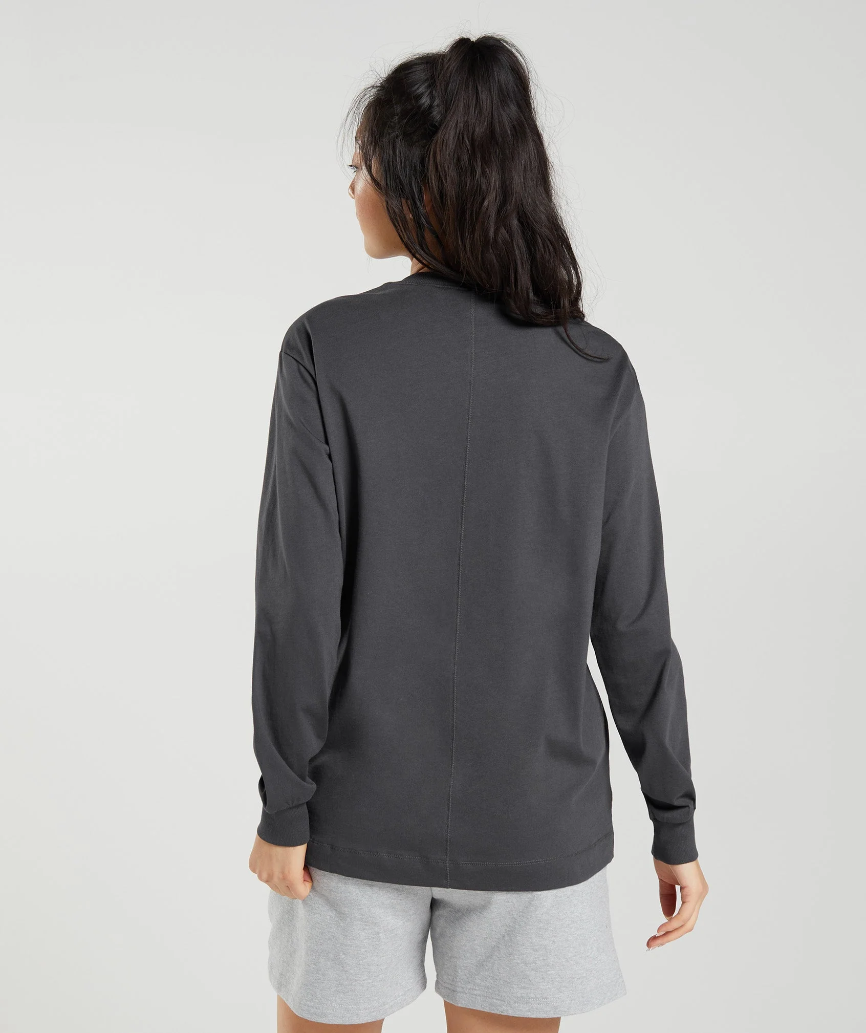Cotton Oversized Long Sleeve Top Onyx Grey