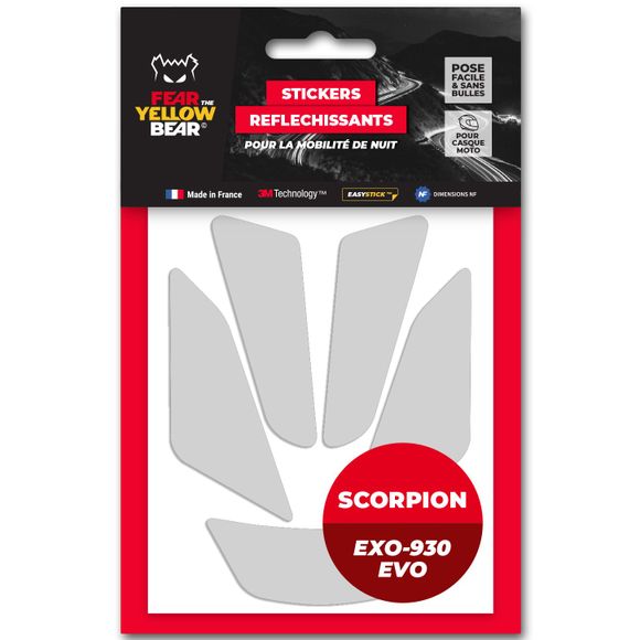 Fear The Yellow Bear REPLICA Scorpion Exo 930 Evo Reflective Stickers - WhiteRef: FYB0040