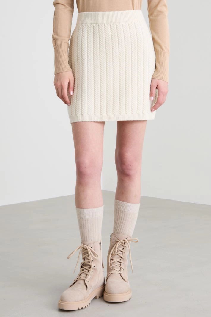 Soft knit mini skirt - CREAM