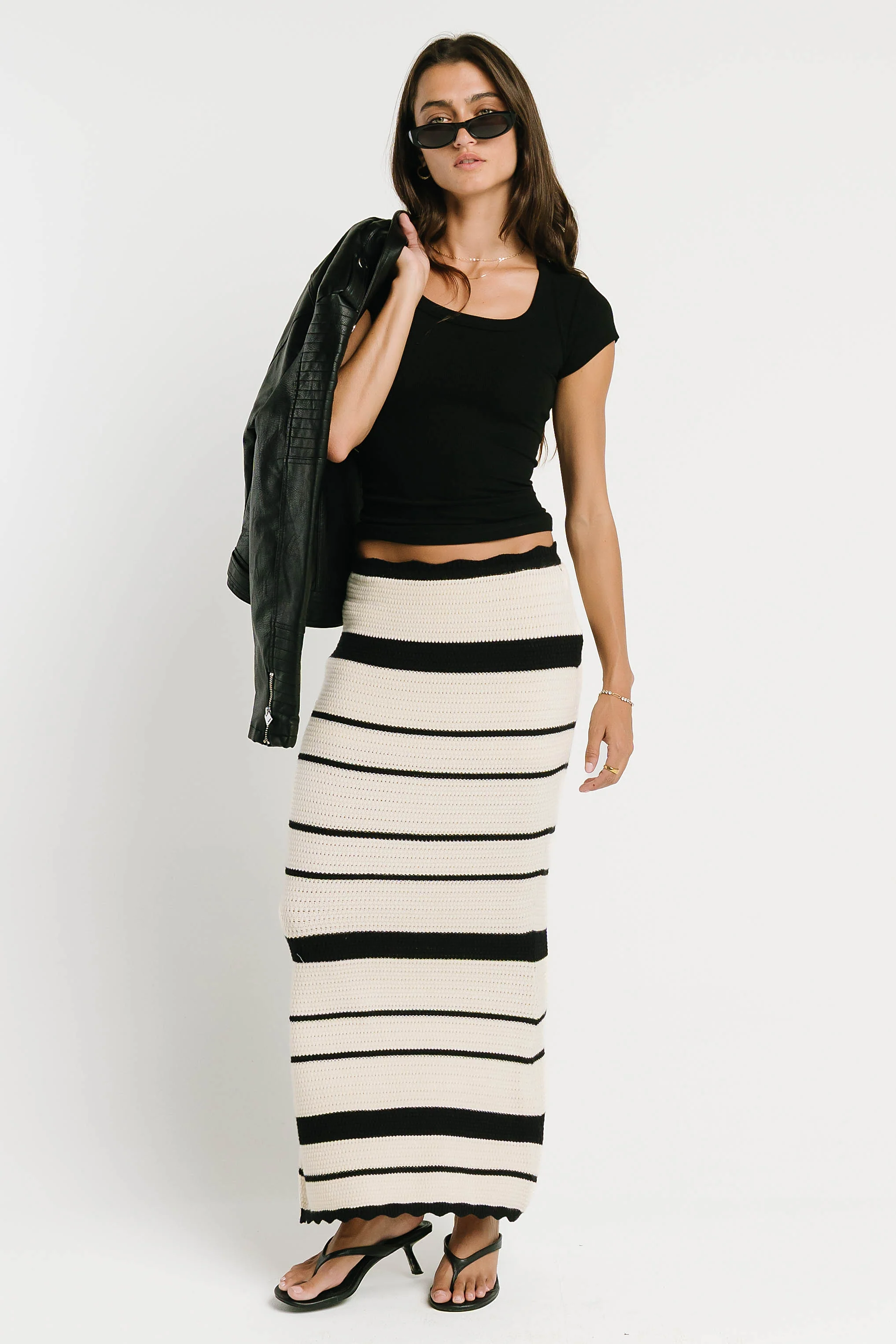 Freya Ribbed Top in Black
