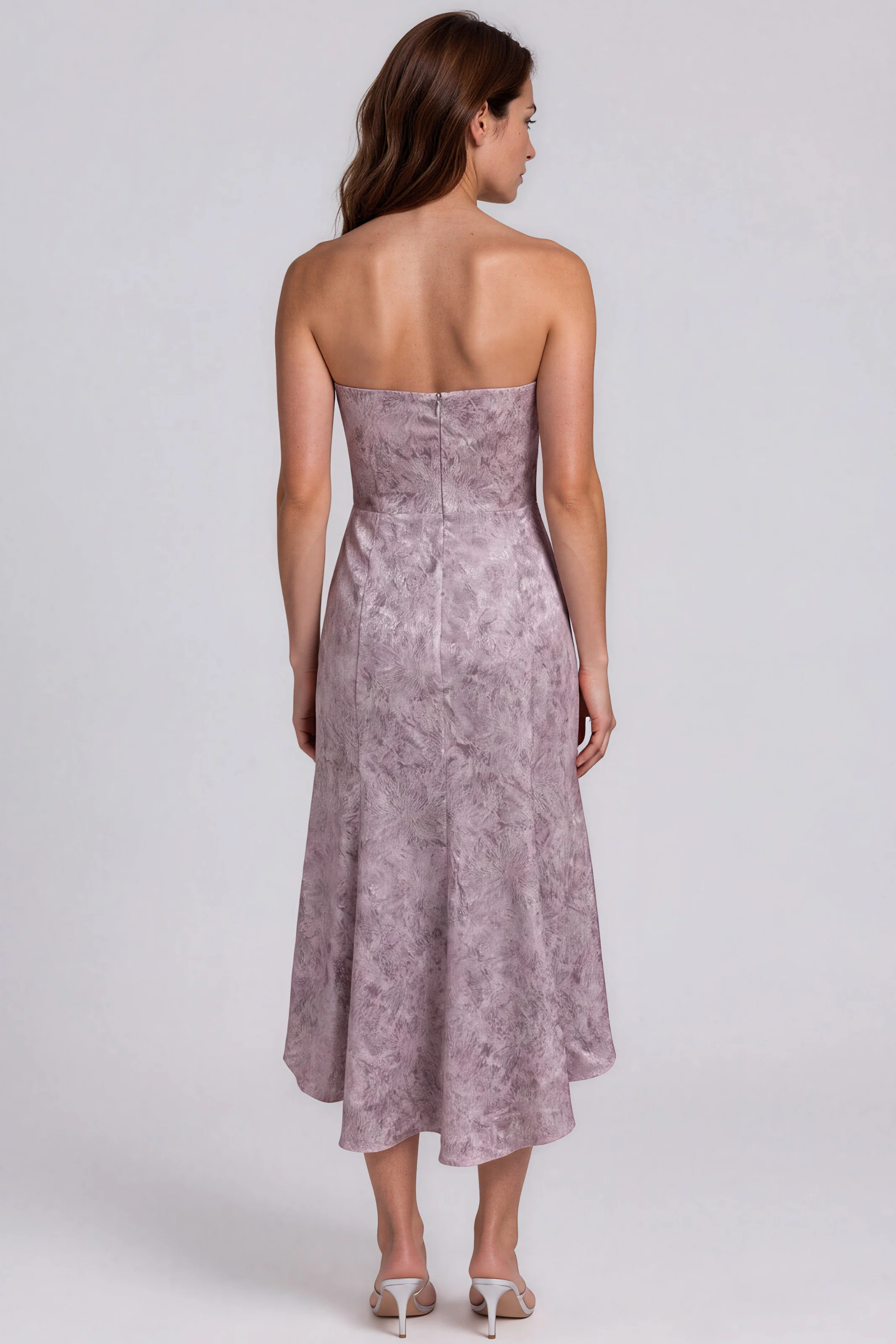 Strapless Jacquard Fit and Flare Midi Cocktail