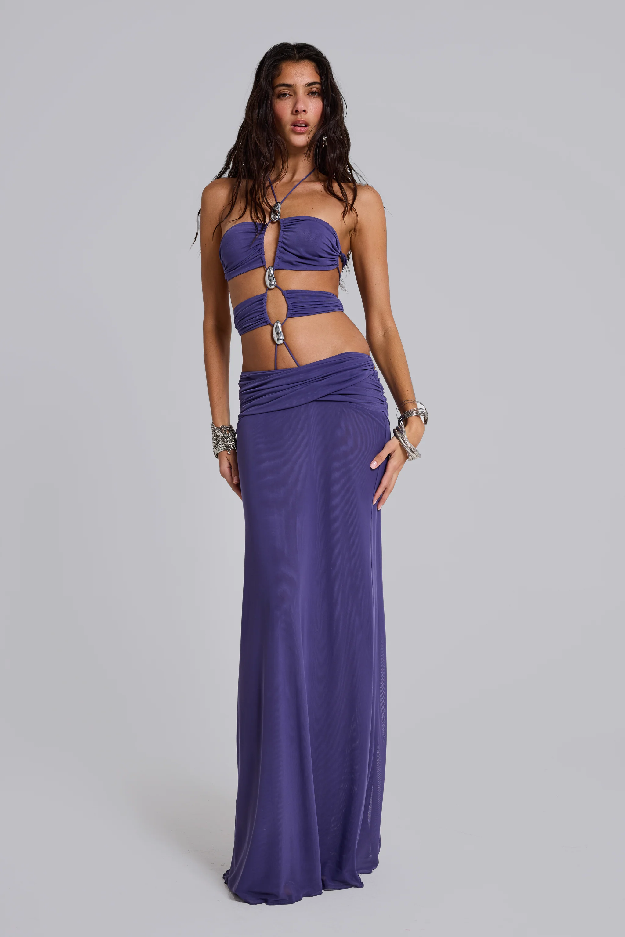 Amara Strappy Maxi Dress with Metal Trims
