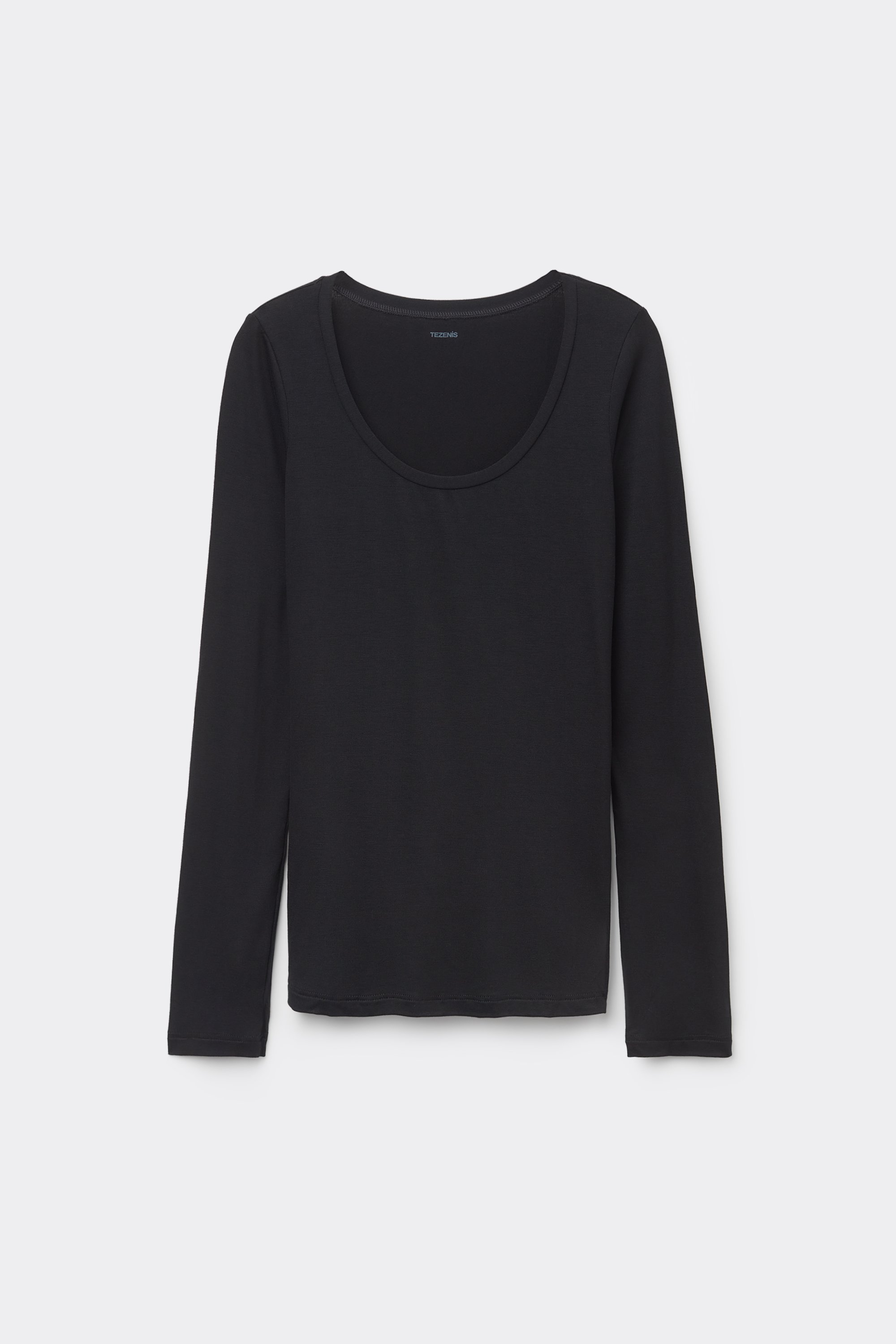 Long Sleeve Viscose Scoop Neck Top