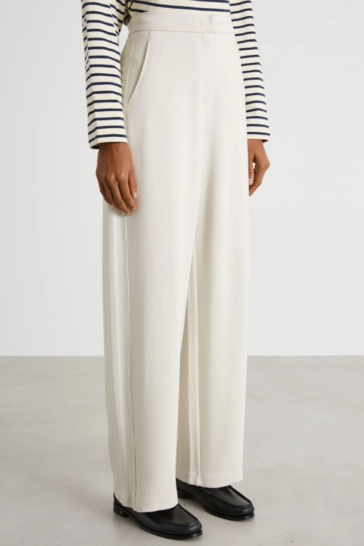 Wide-leg jersey trousers - WHITE