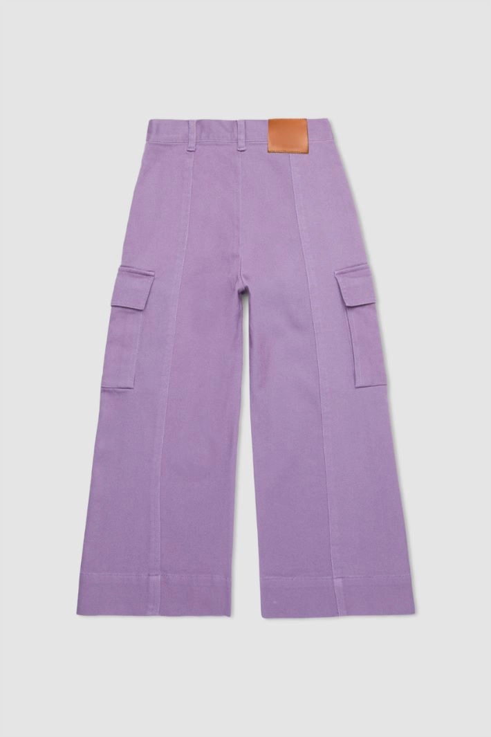 Drill cargo trousers KID - LILAC