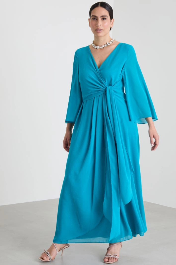 Criss-cross georgette dress - TURQUOISE