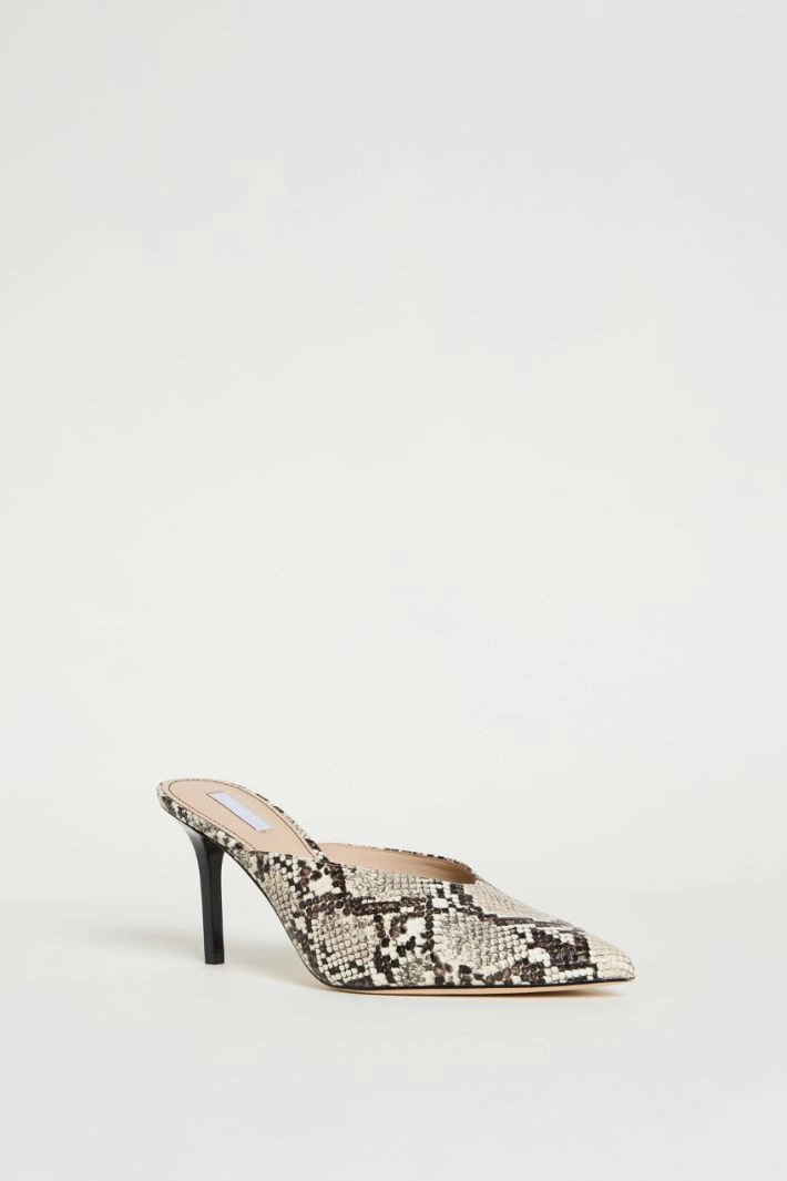 Python-print coated fabric mules - ANIMAL