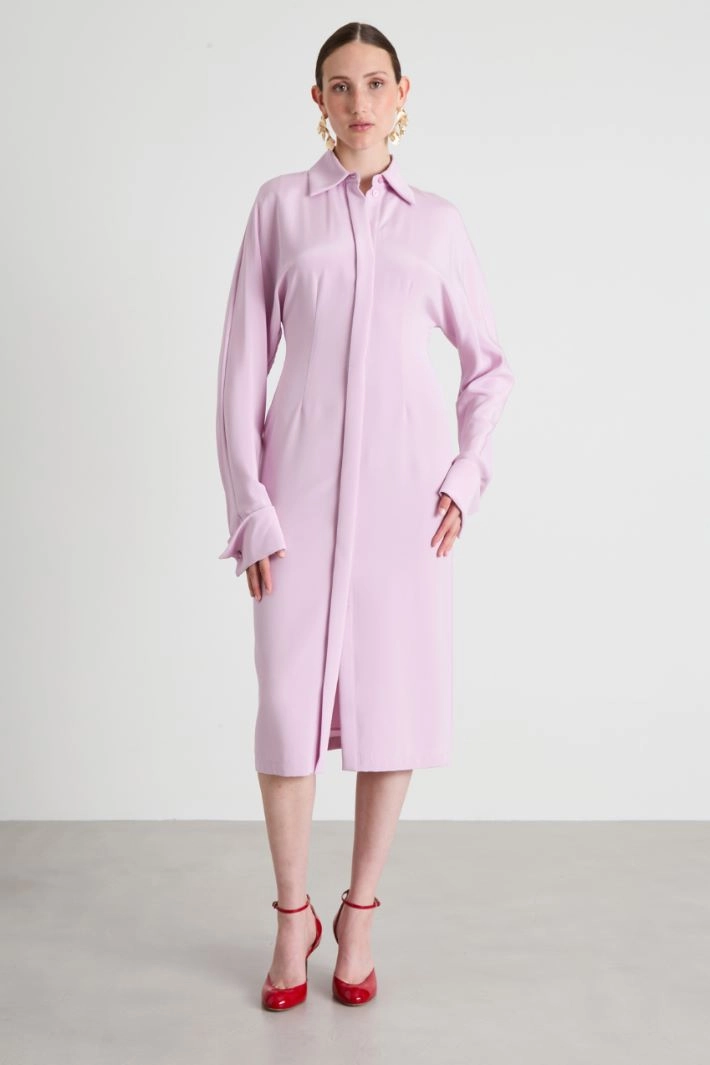 Kimono-sleeve shirt dress - LILAC