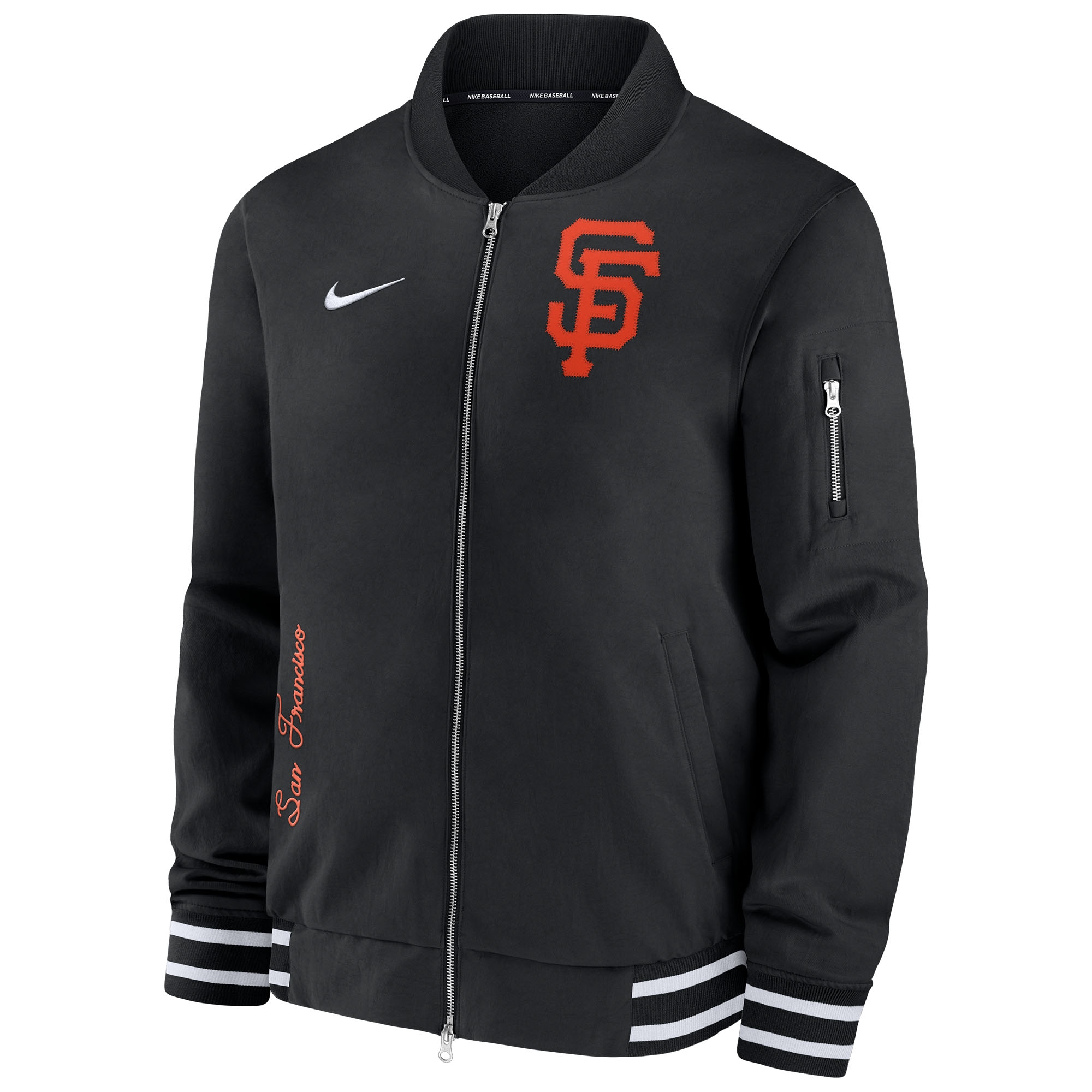 San Francisco Giants 2024 MLB Authentic Collection Nike Bomber Jacket Black