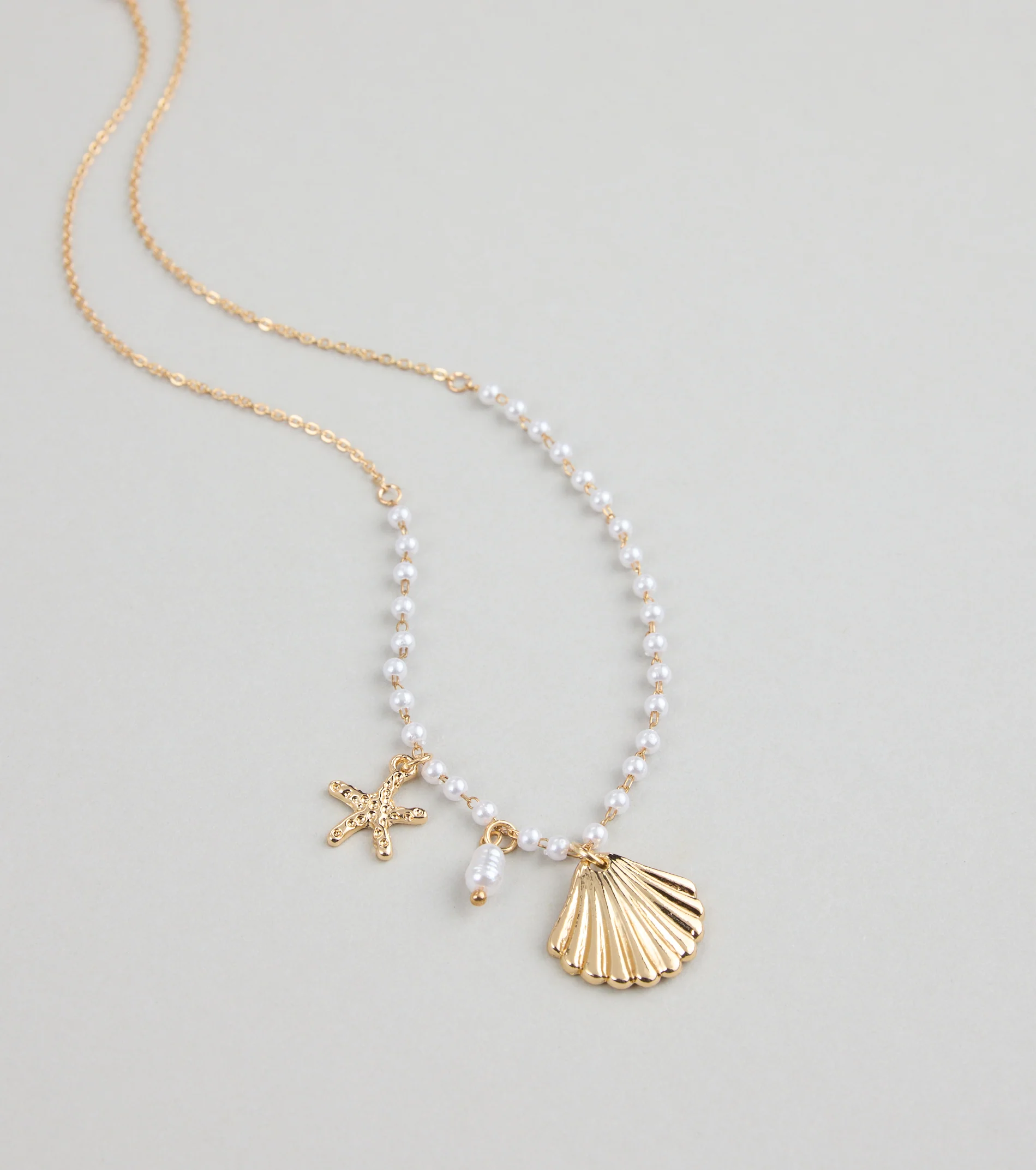 Seas The Day Pearl and Charm Statement Necklace