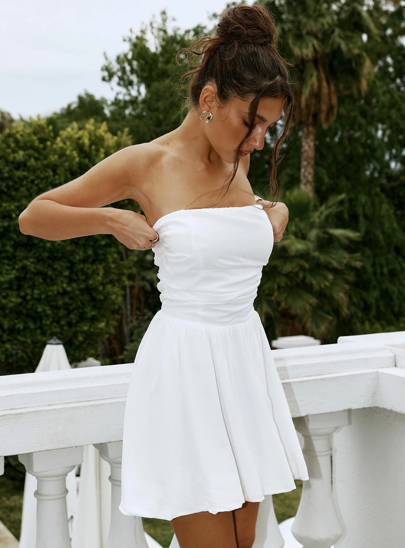 Rashida Strapless Mini Dress White
