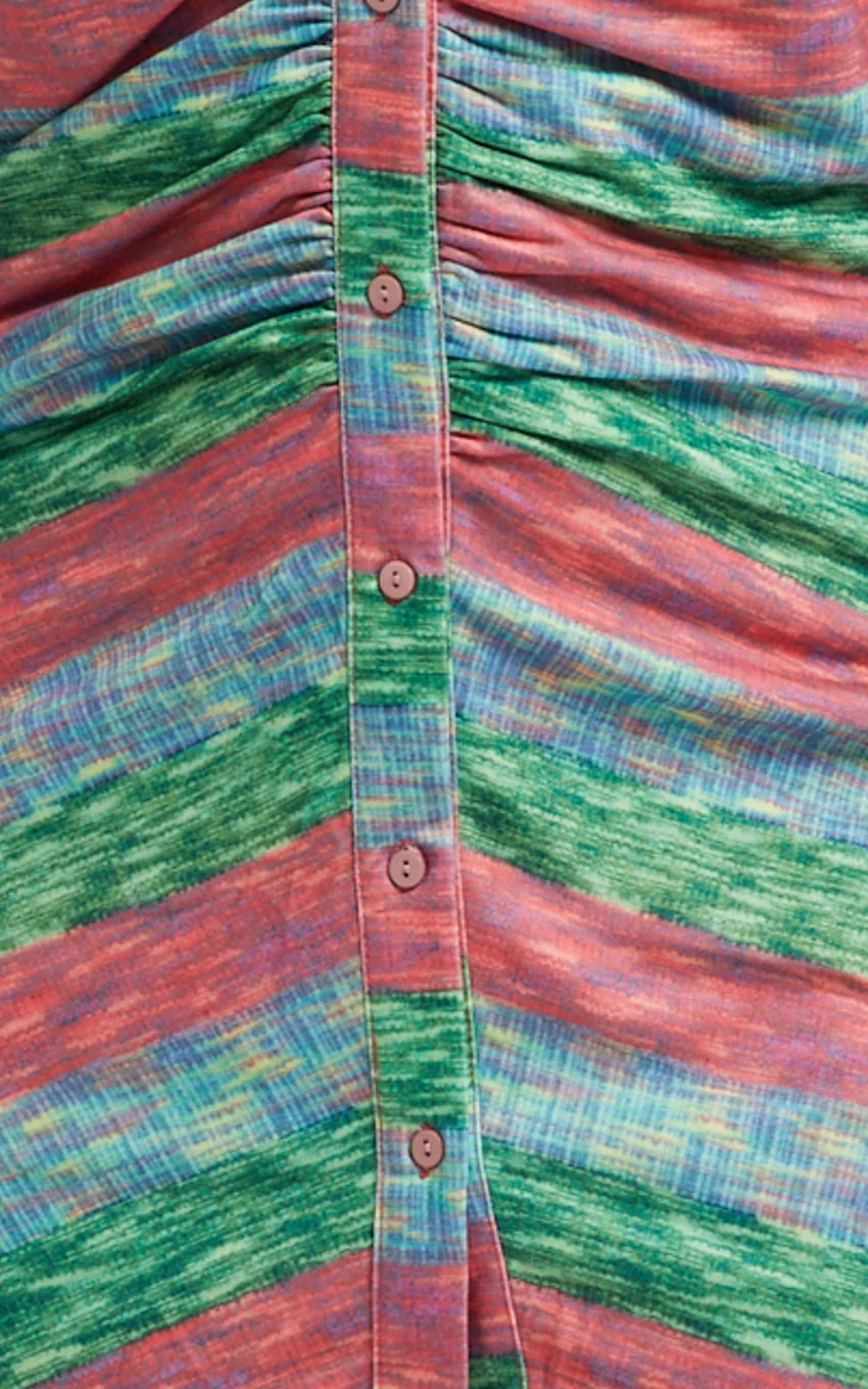 Lucricia Mini Dress - Long Sleeve Shirt Dress in Multi