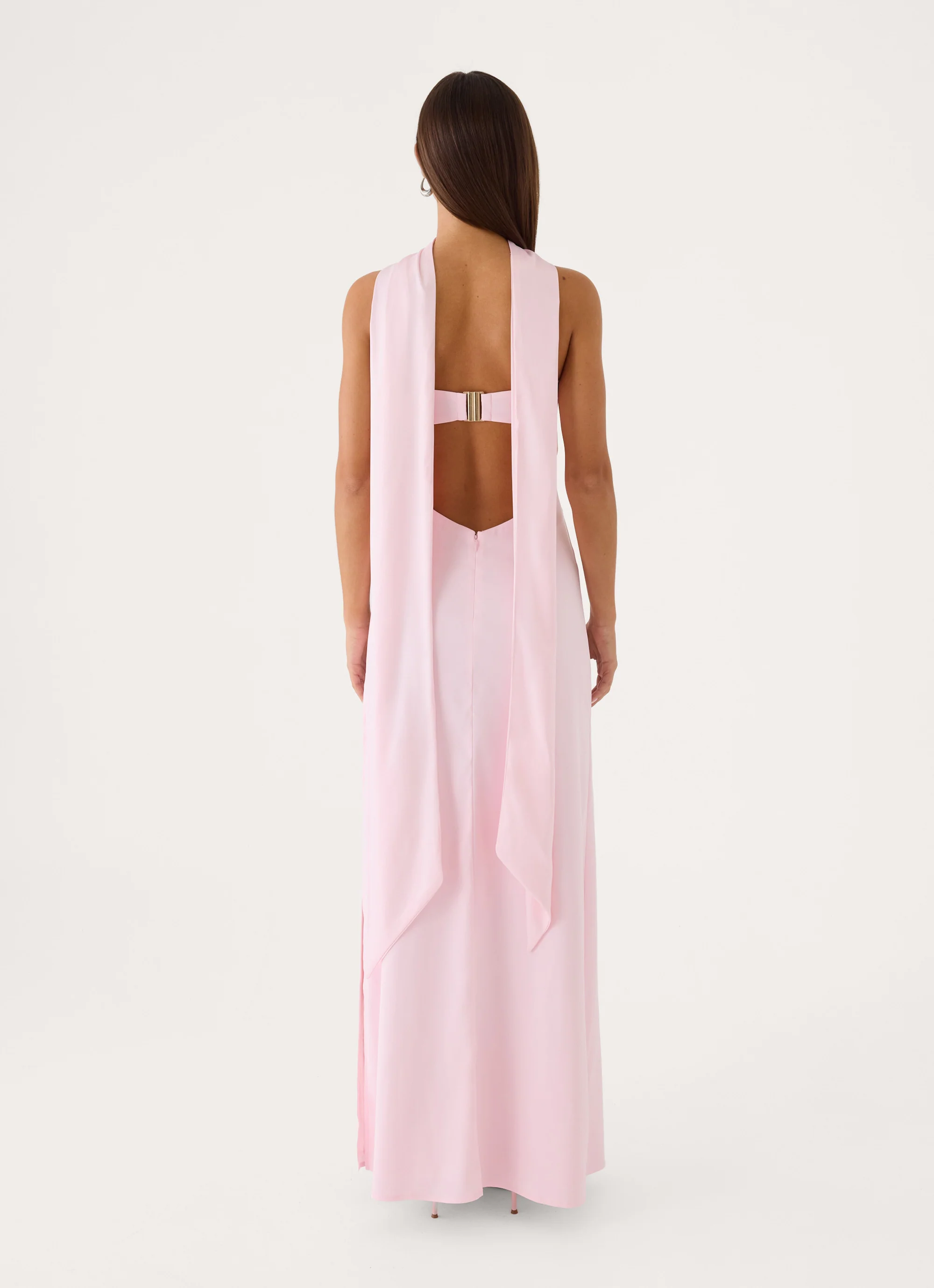 Out All Night Scarf Maxi Dress - Soft Pink