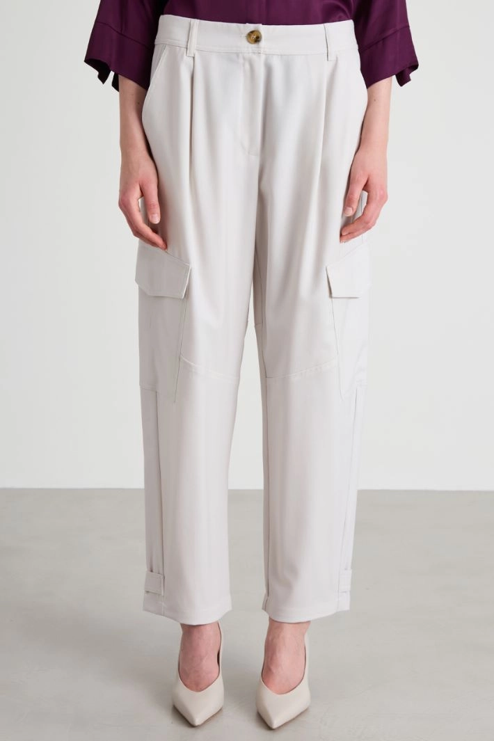 Wool cargo trousers - PEARL GREY