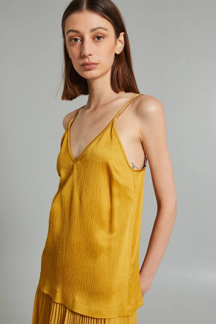 Viscose crepon top - MUSTARD