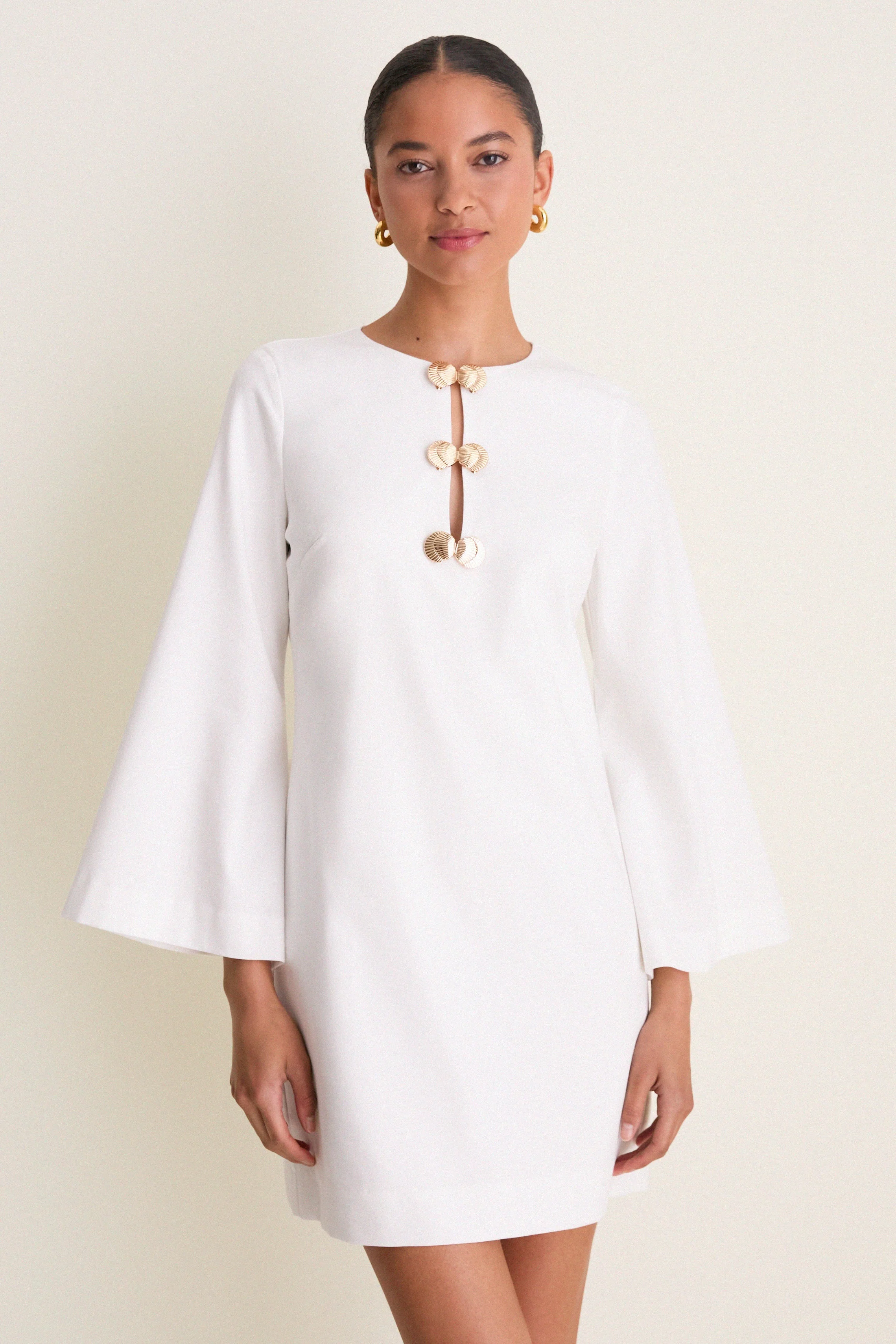 Ivory Linen Shell Hardware Etta Mini Caftan