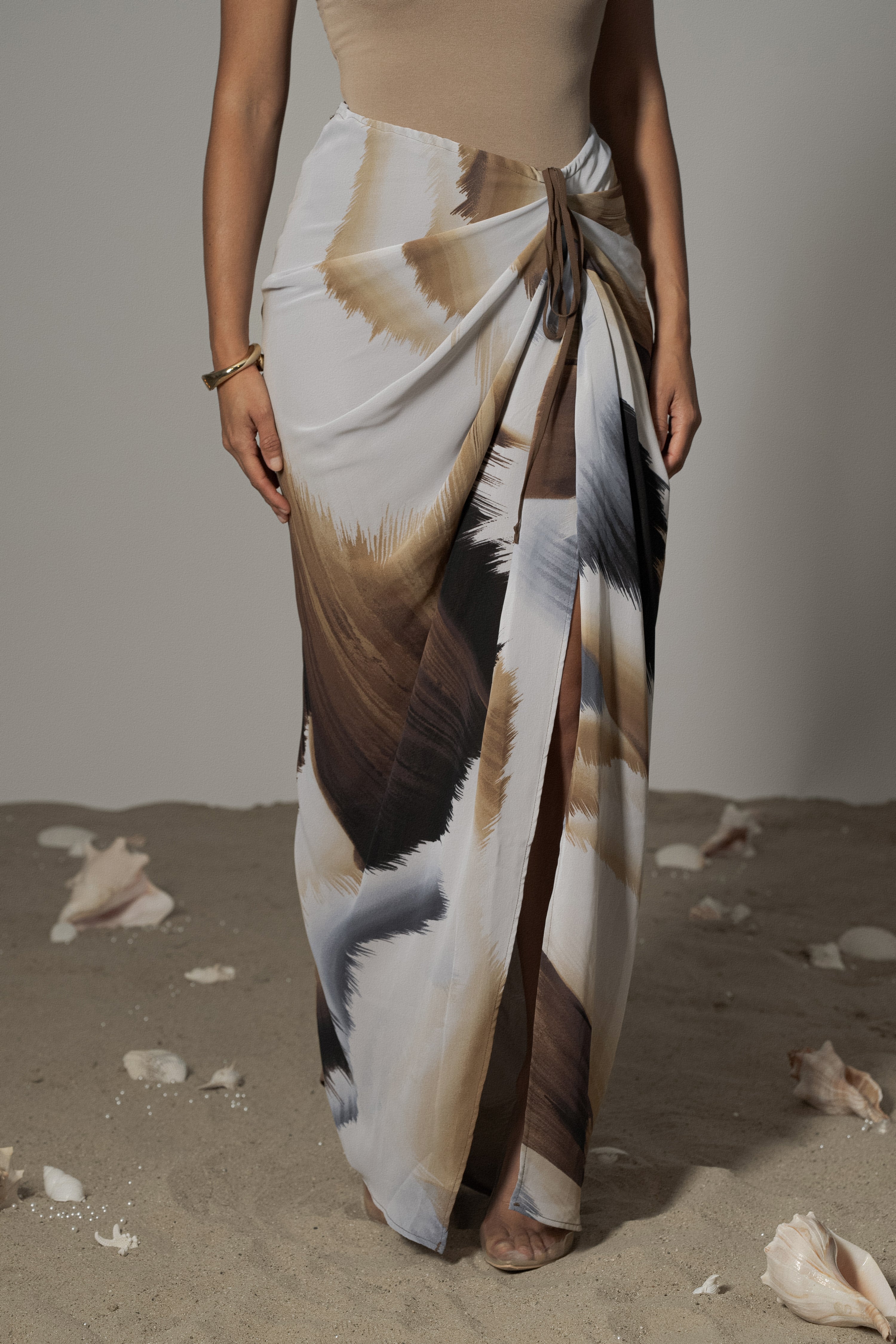 Brown Abstract Noelia Printed Skirt