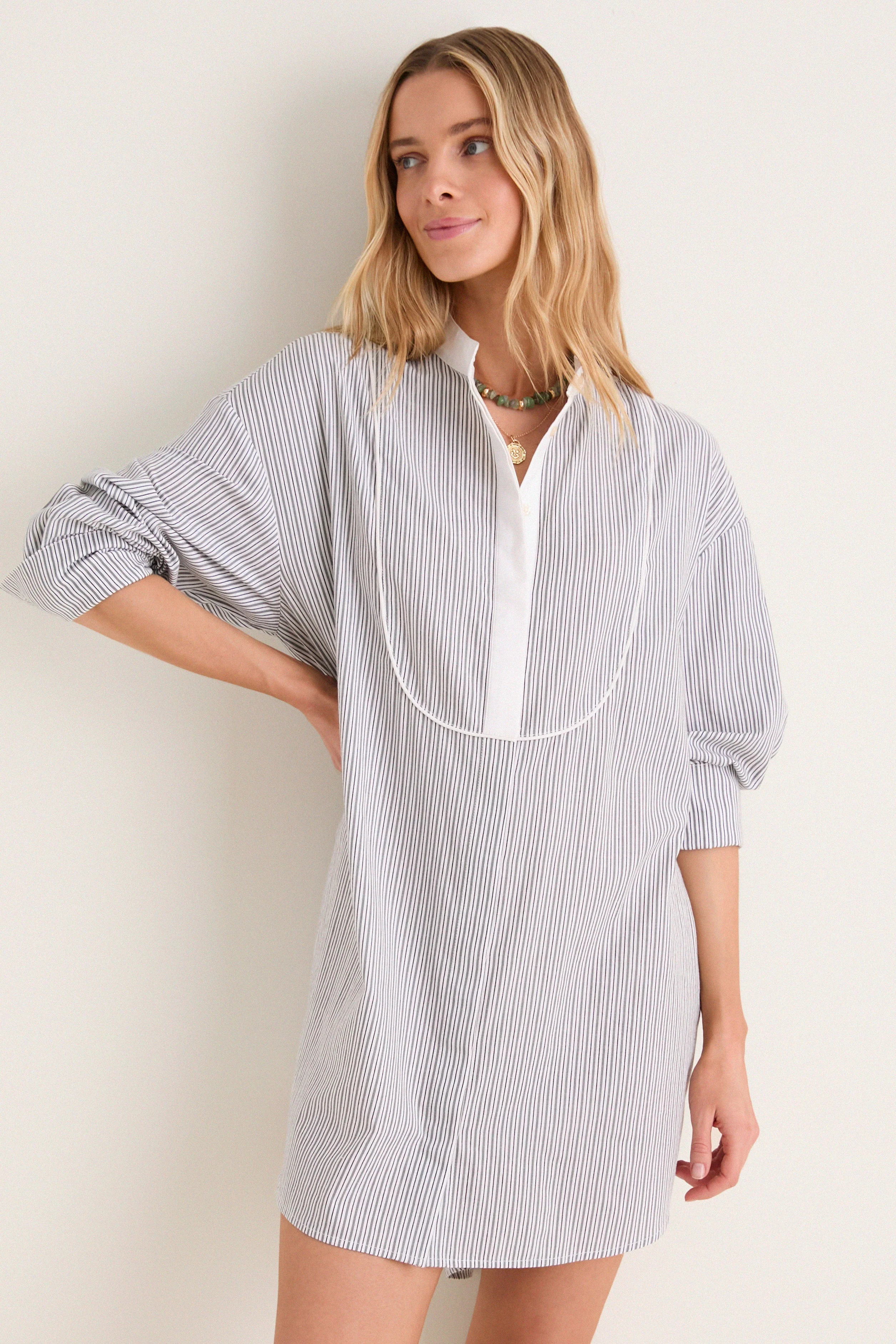 Evergreen Stripe Arlington Shirt Dress