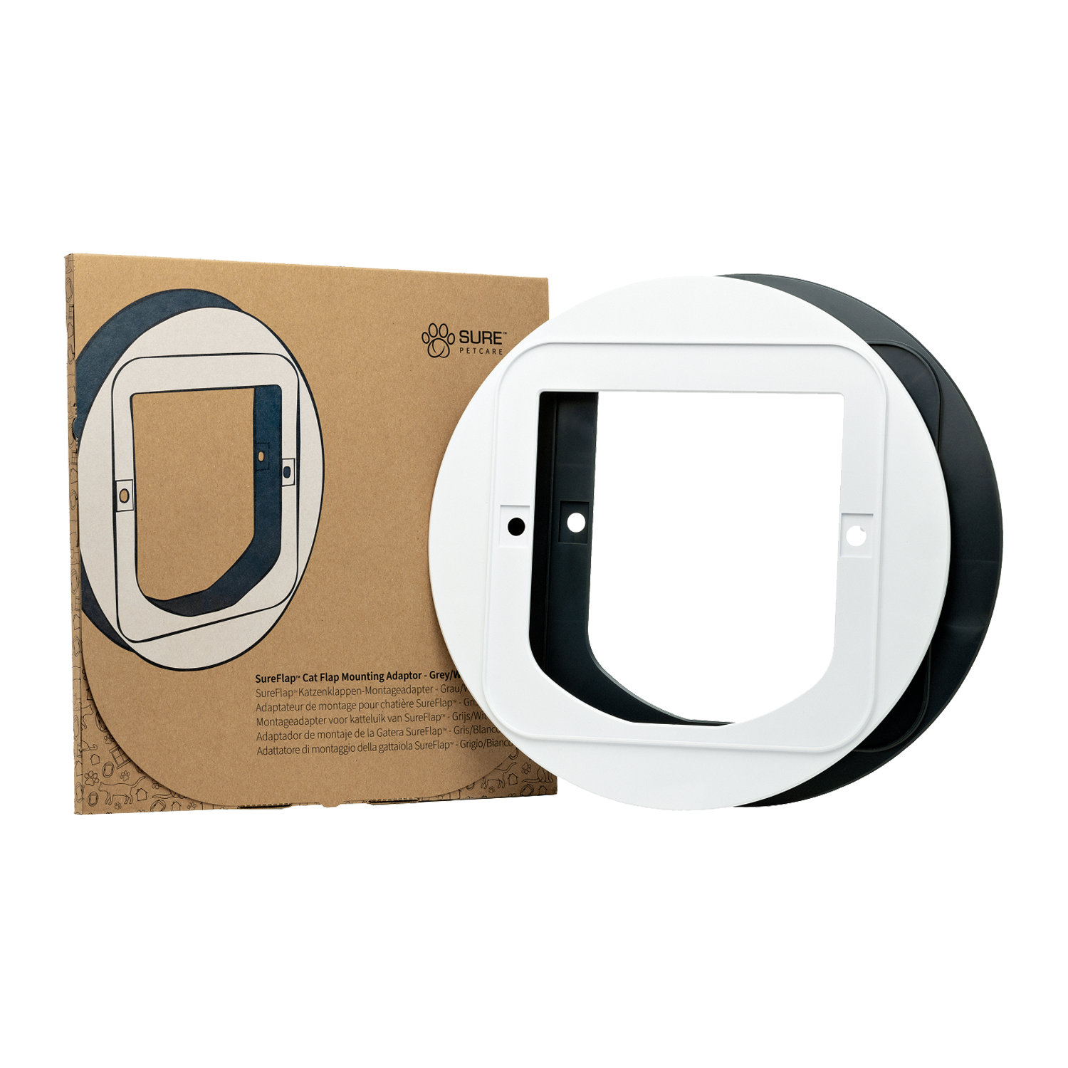 Sureflap Cat Flap Mounting Adapter - Grey/white