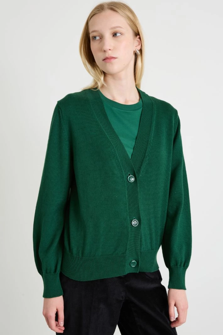 Cotton cardigan - DARK GREEN