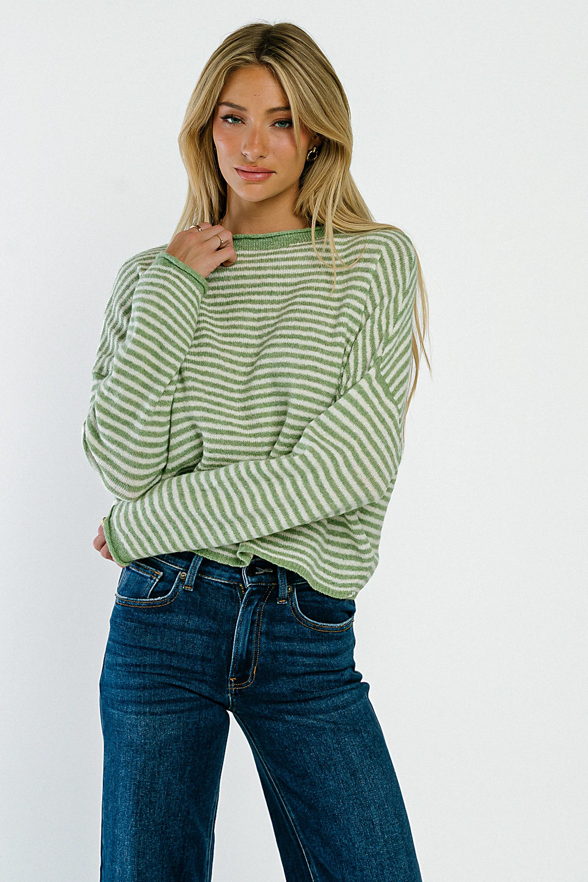 Marcie Striped Sweater in Green