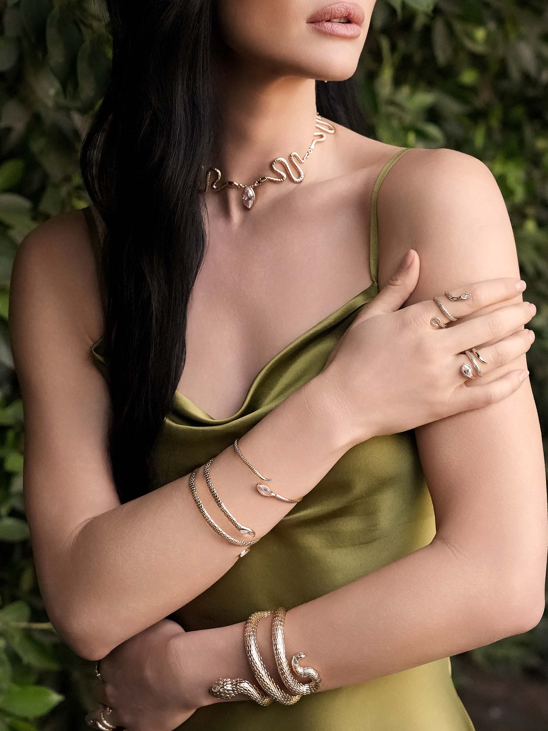 Marquise Snake Cuff Bracelet