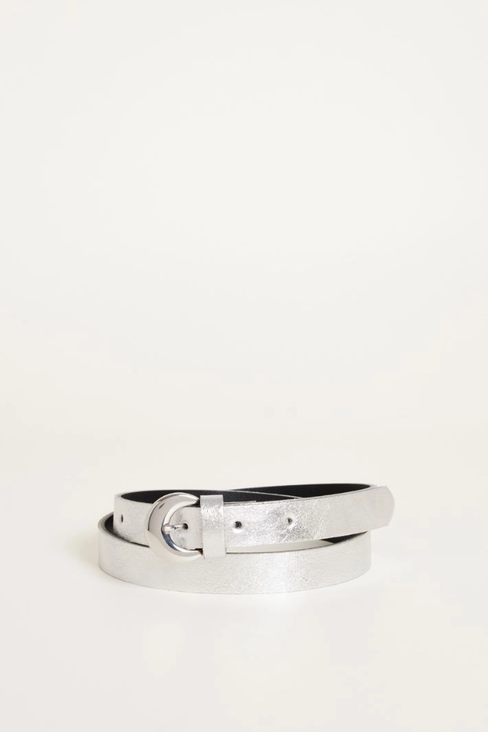 Metallic leather belt - SILVER