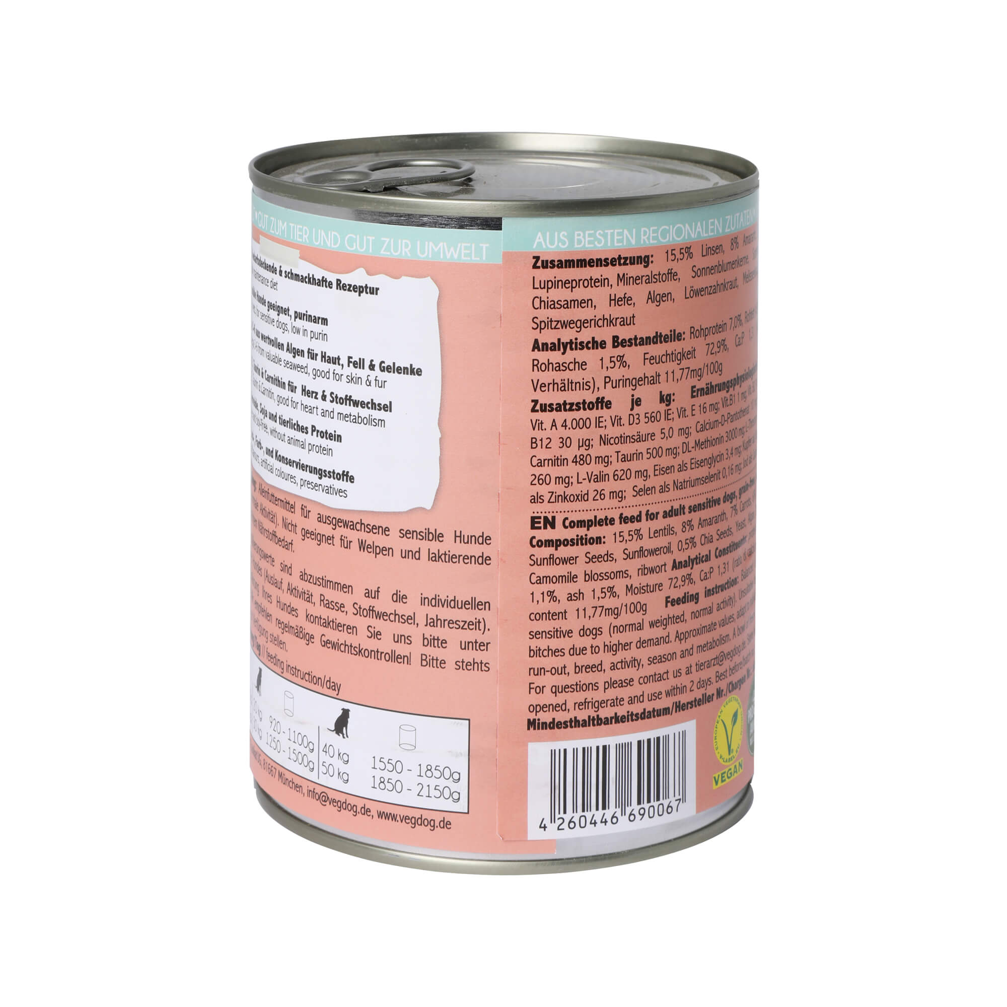 Vegdog Sensibelchen No1 Dog food - Canned 6 x 800 g