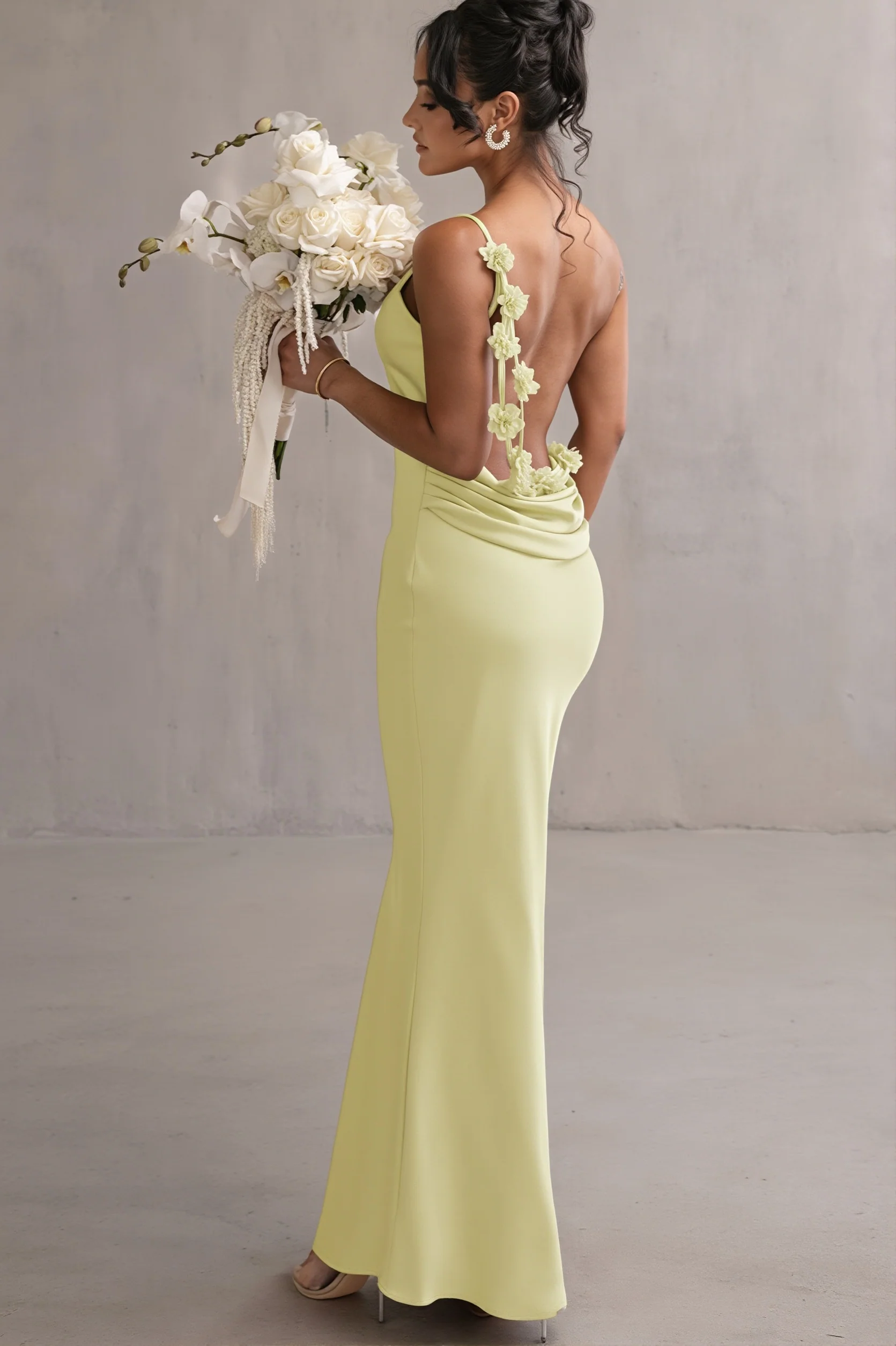Sexy 3D Flower Cami Open Back Maxi Dress
