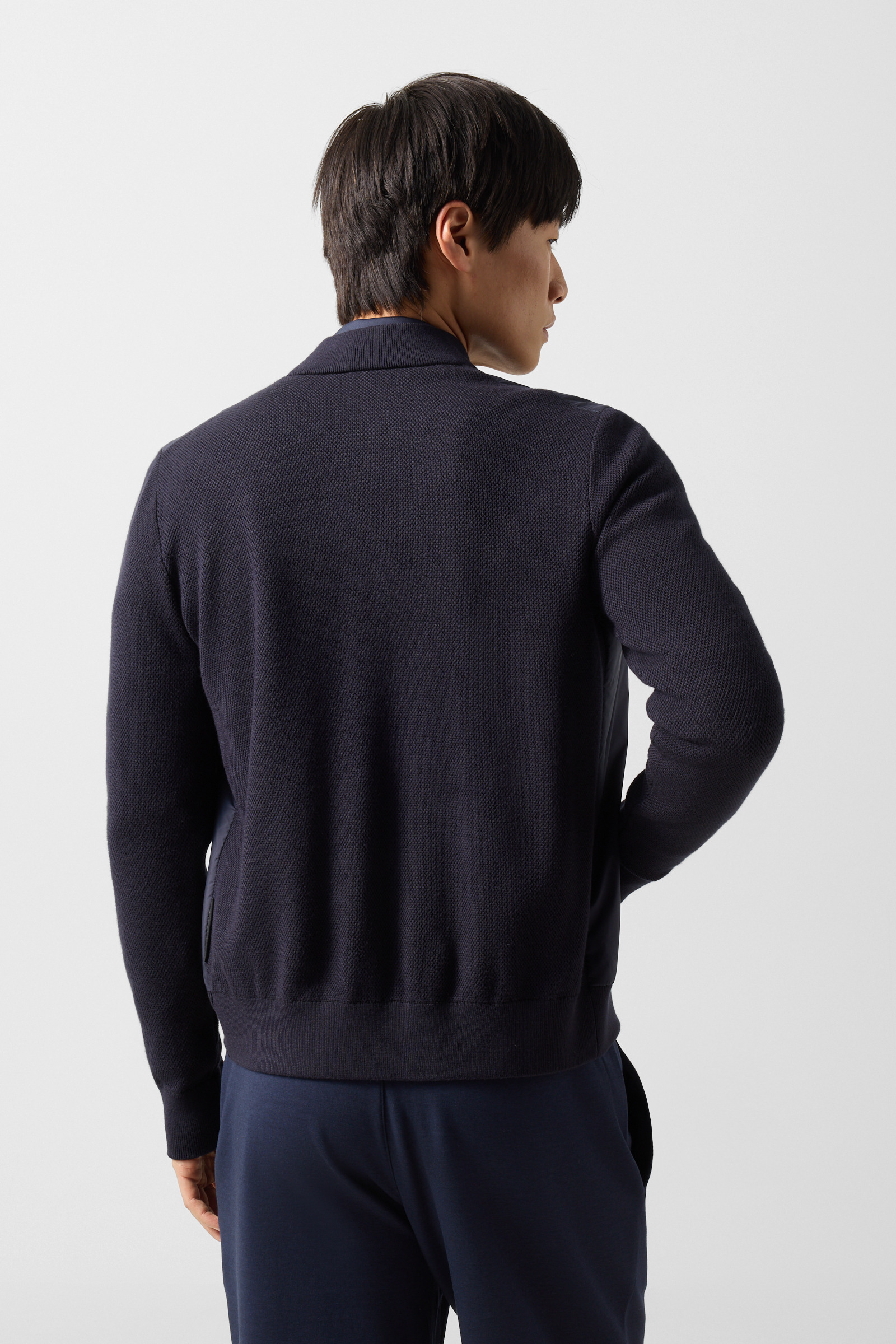 Zisco hybrid knit jacket in Navy blue
