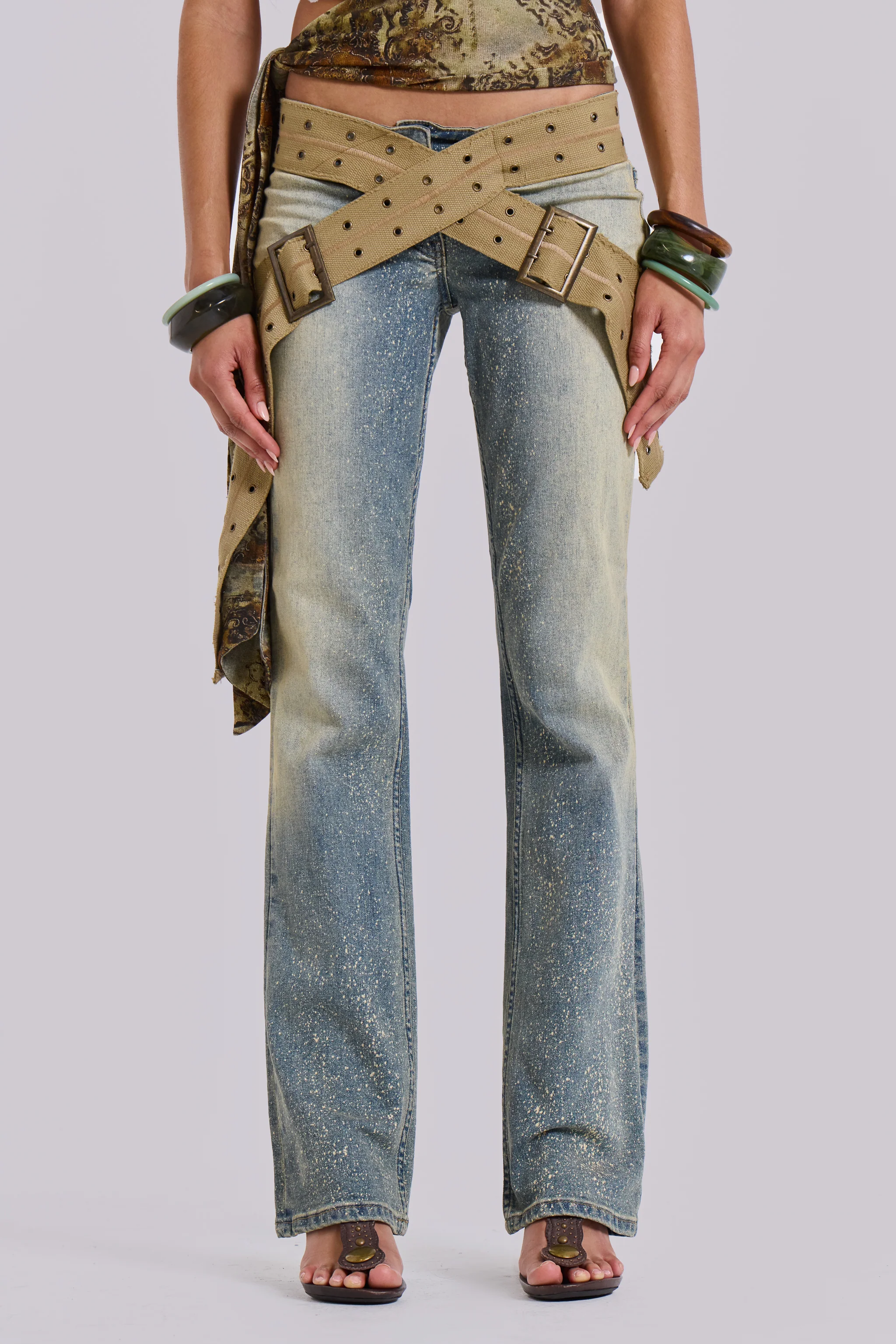 Strap Up Stonewash Jeans