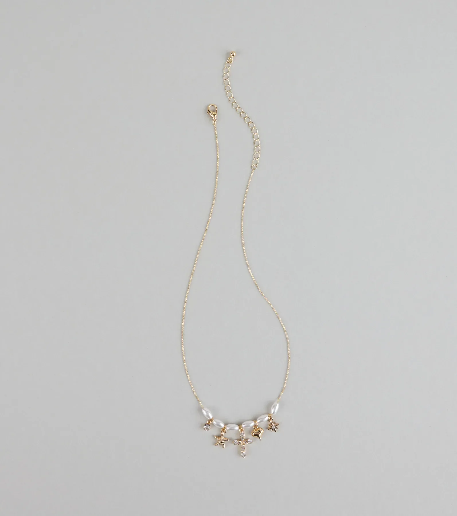 Seas the Moment Faux Pearl Charm Necklace
