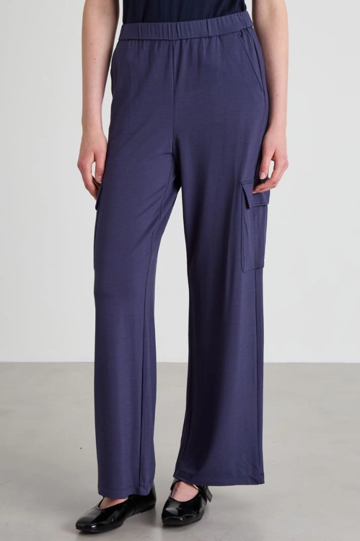 Jersey cargo trousers - BLUE