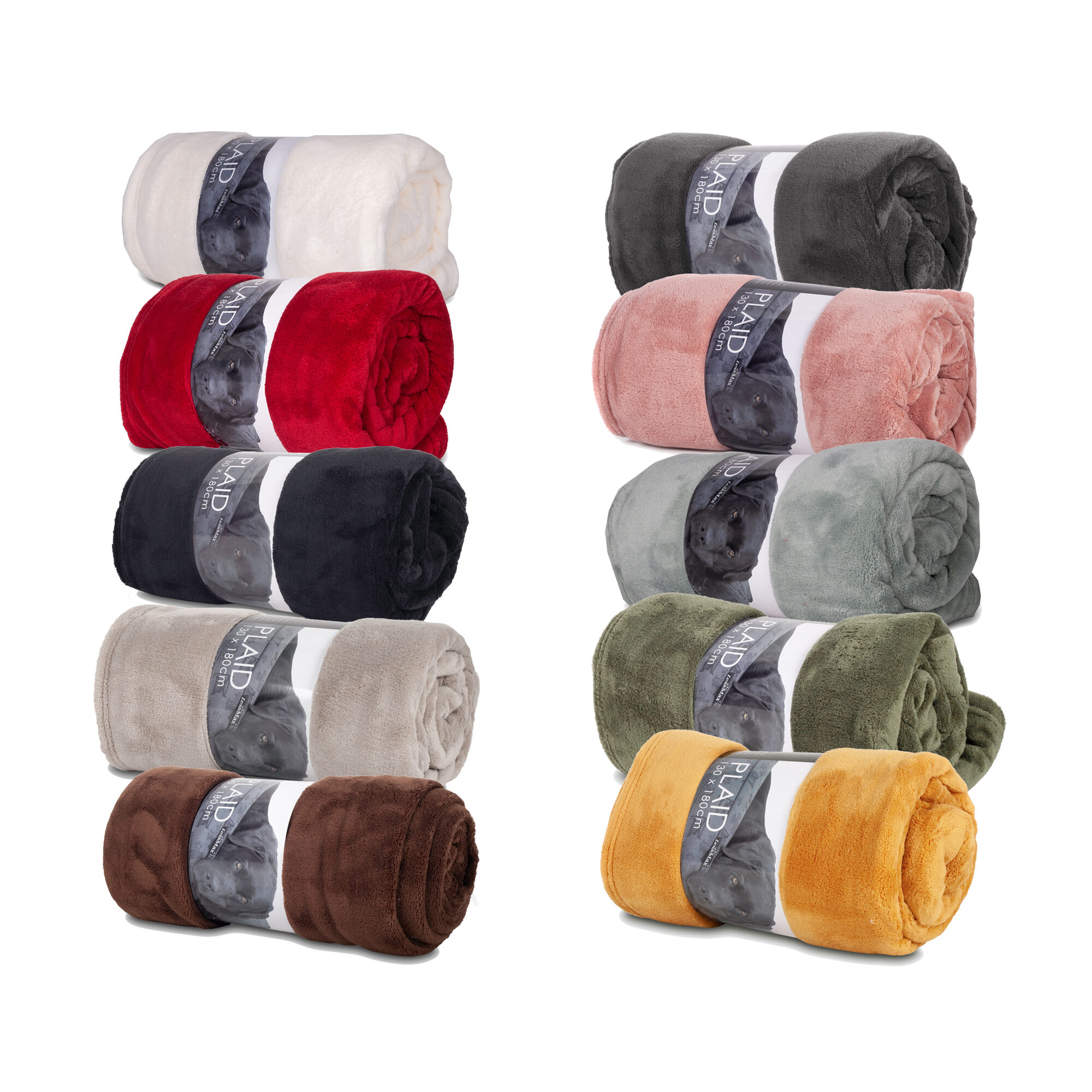 Lex & Max Fleece Plaid - White - 130 x 180 cm