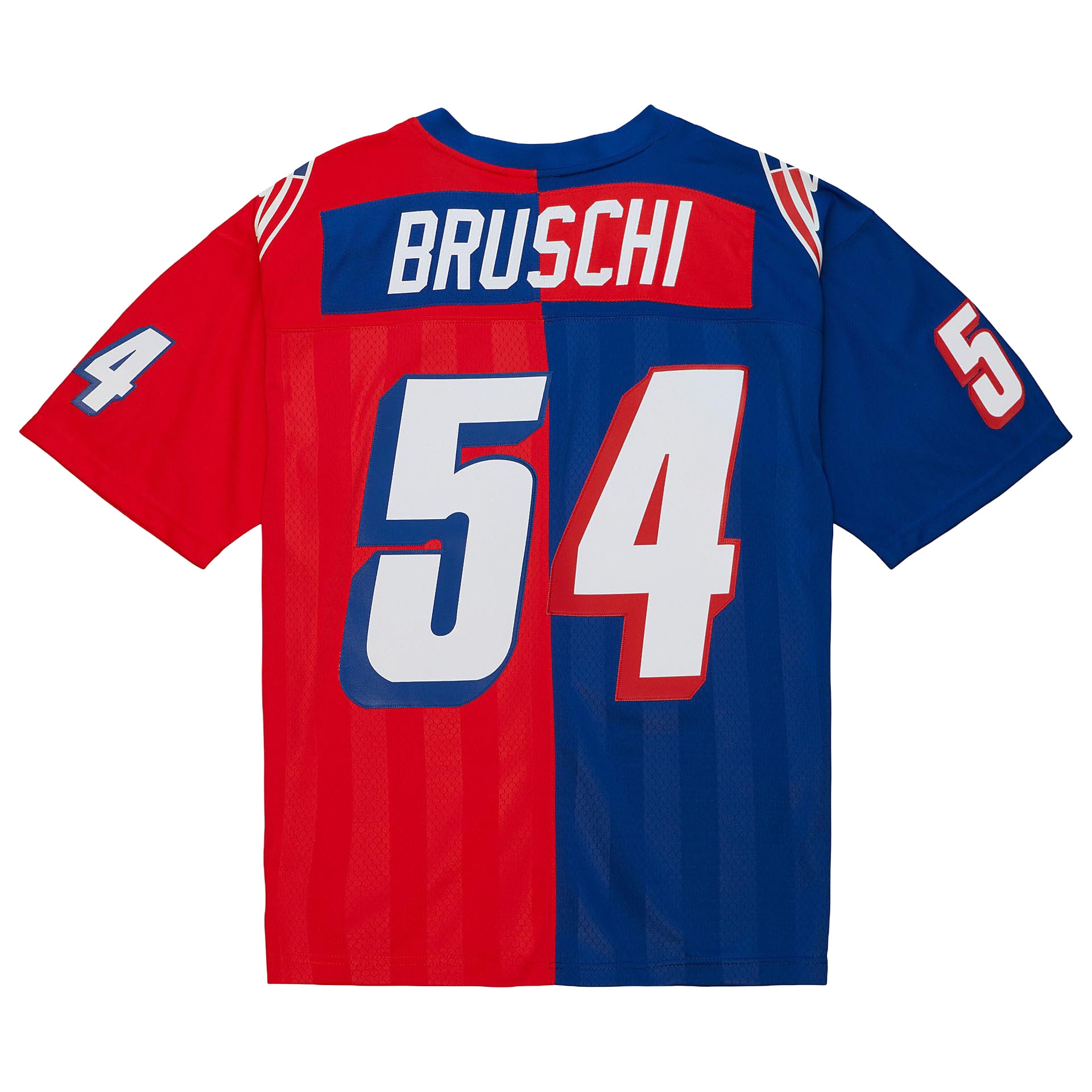 Tedy Bruschi #54 New England Patriots Split Legacy Throwback NFL Jersey Blue/Red