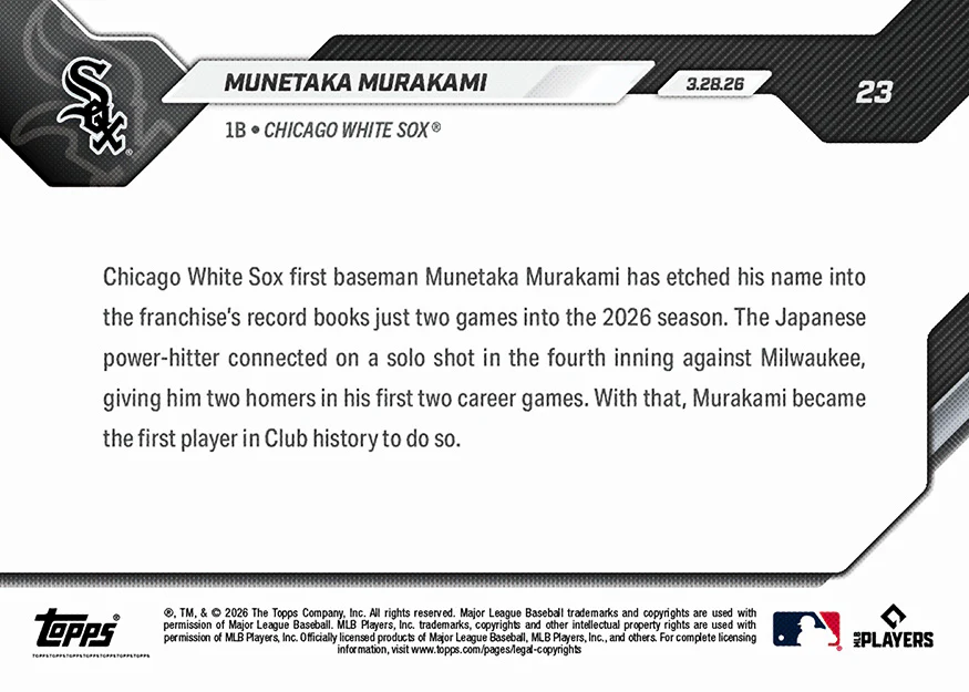 Munetaka Murakami - 2026 MLB Topps NOW® - Card 23 - PR: 7005