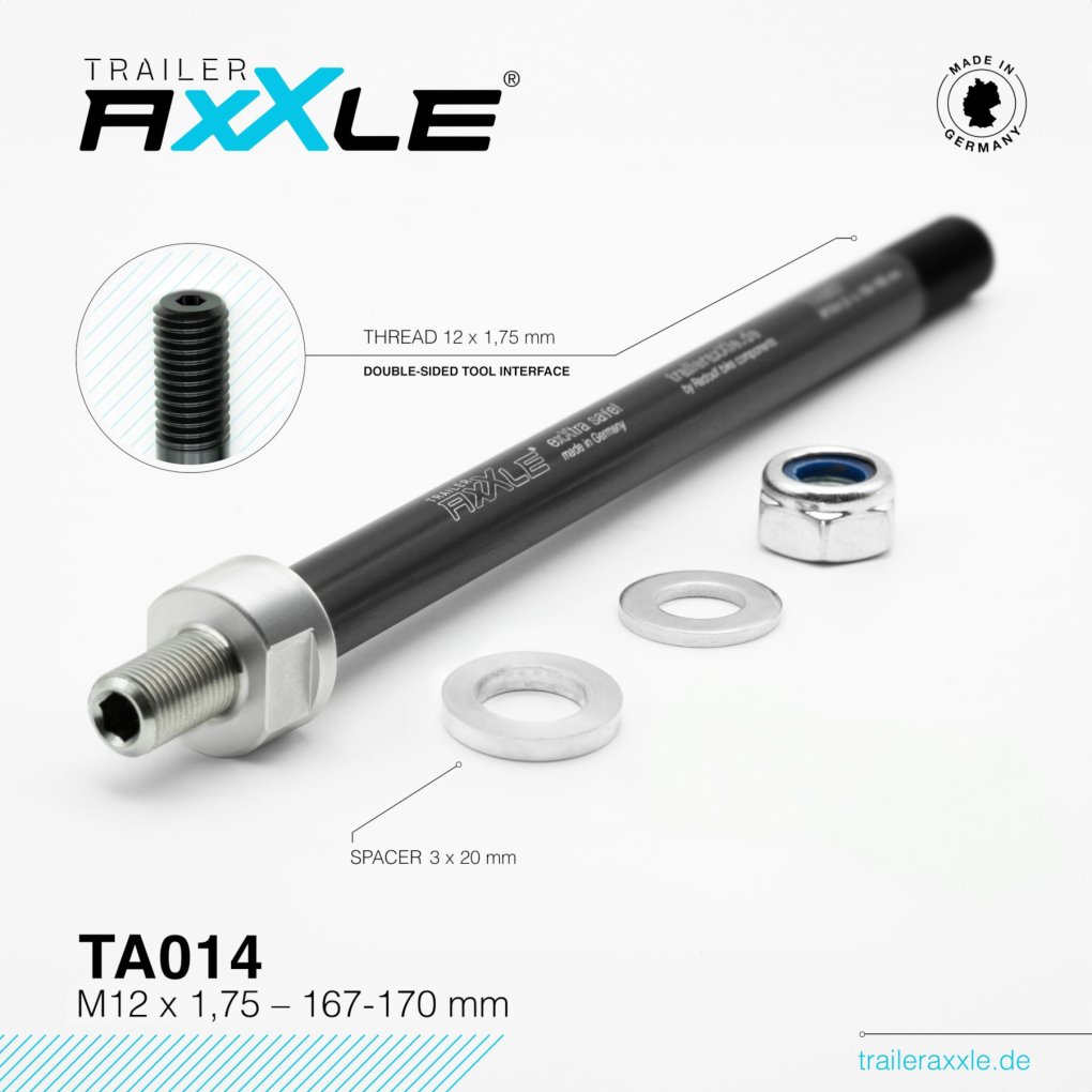Radoxx Components Trailer AxXle Thru Axle - 12x142/148mm - M12x1.75 | 167-170mm | TA014