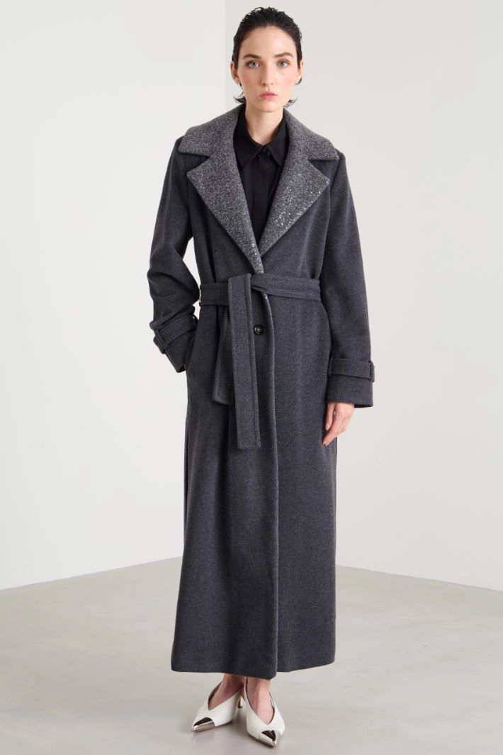 Velour and sequin coat - GREY