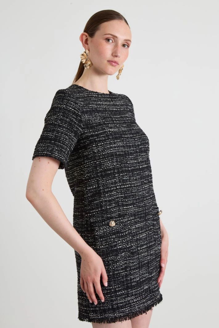 Cotton tweed dress - BLACK