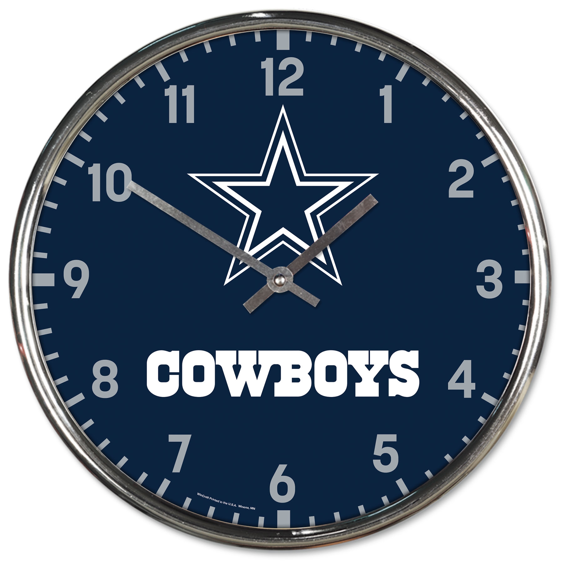 Dallas Cowboys Chrome NFL Team Design Wall Clock