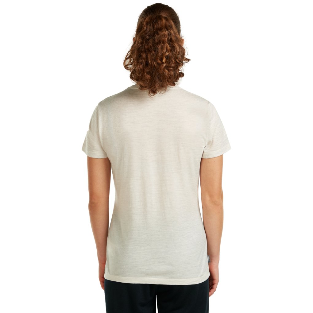 Icebreaker Merino 150 Tech Lite T-Shirt Bird Transit Women - Ecru Hthr