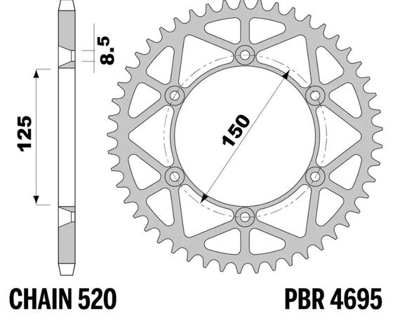 Lightened steel PBR crown - 520 50 teethRef: Pbr01684A / 1152967001