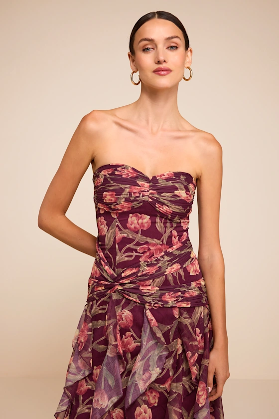 Danna Cream Multi Floral Ruffled Maxi Dress