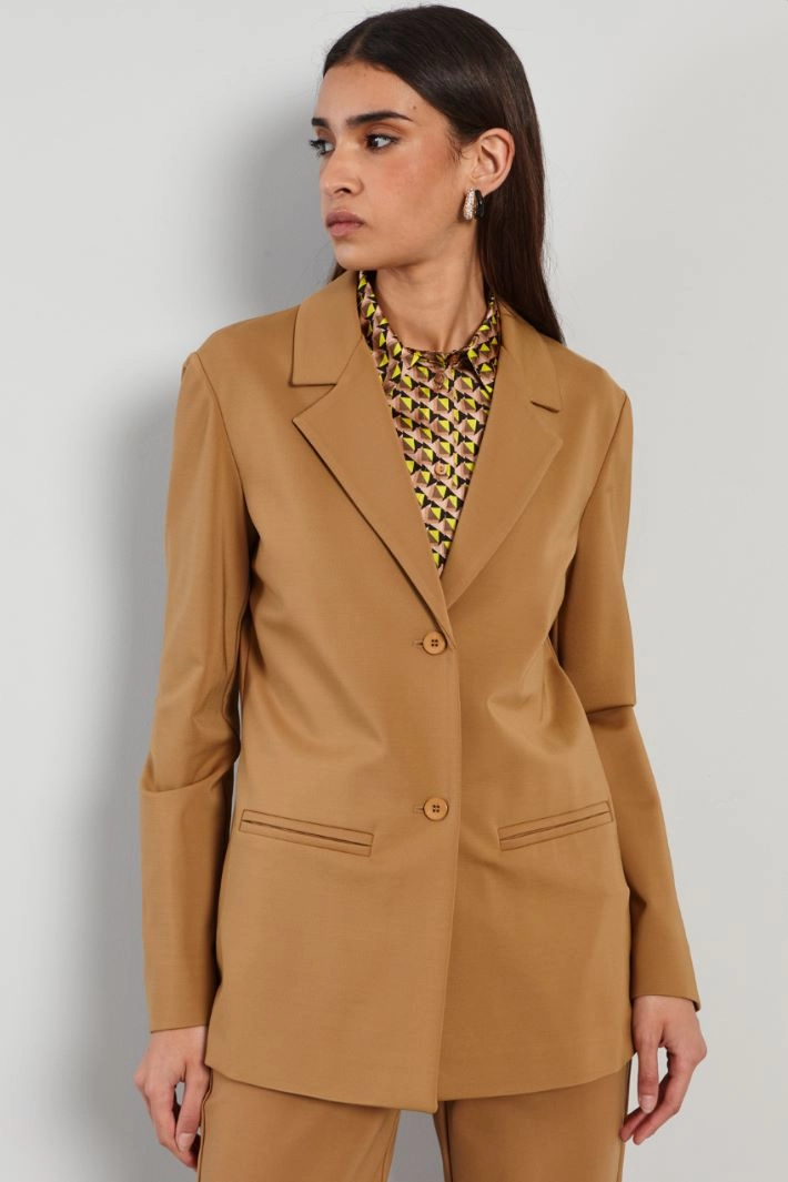 Crepe jersey blazer - CAMEL