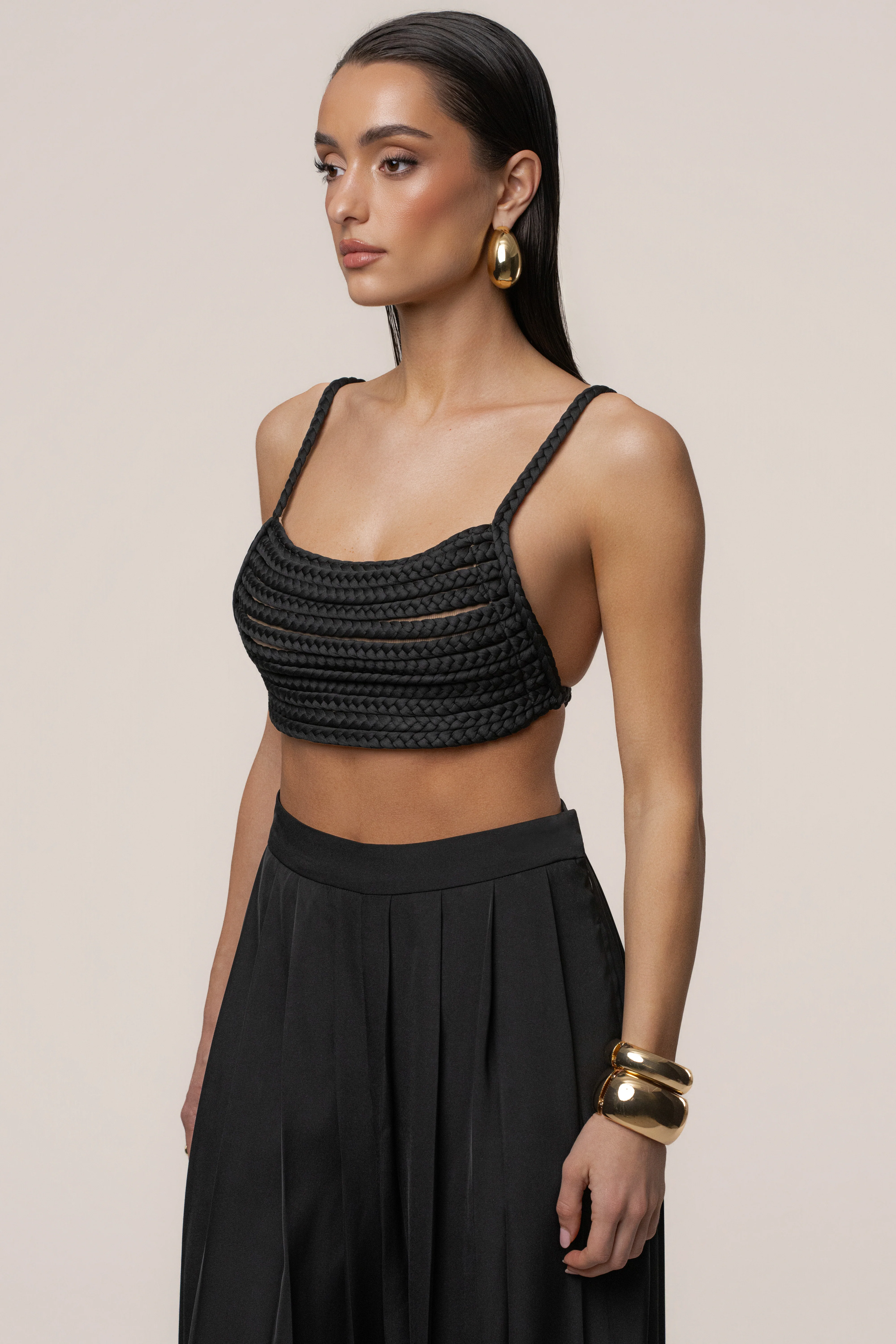 Black Sofie Braided Top