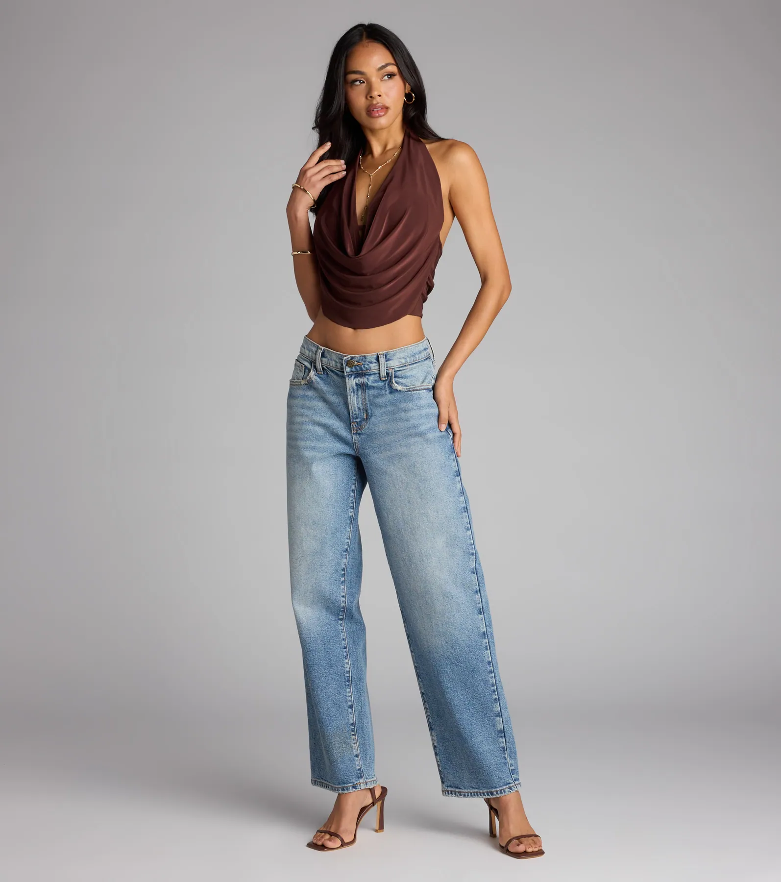 Take The Plunge Sleeveless Halter Crop Top