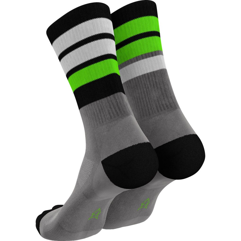 INCYLENCE Merino Strive Socks - Light Grey Neon Green