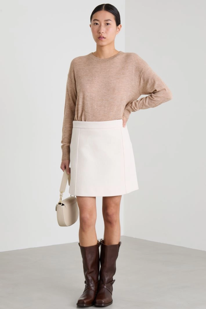 Short basketweave skirt - CREAM