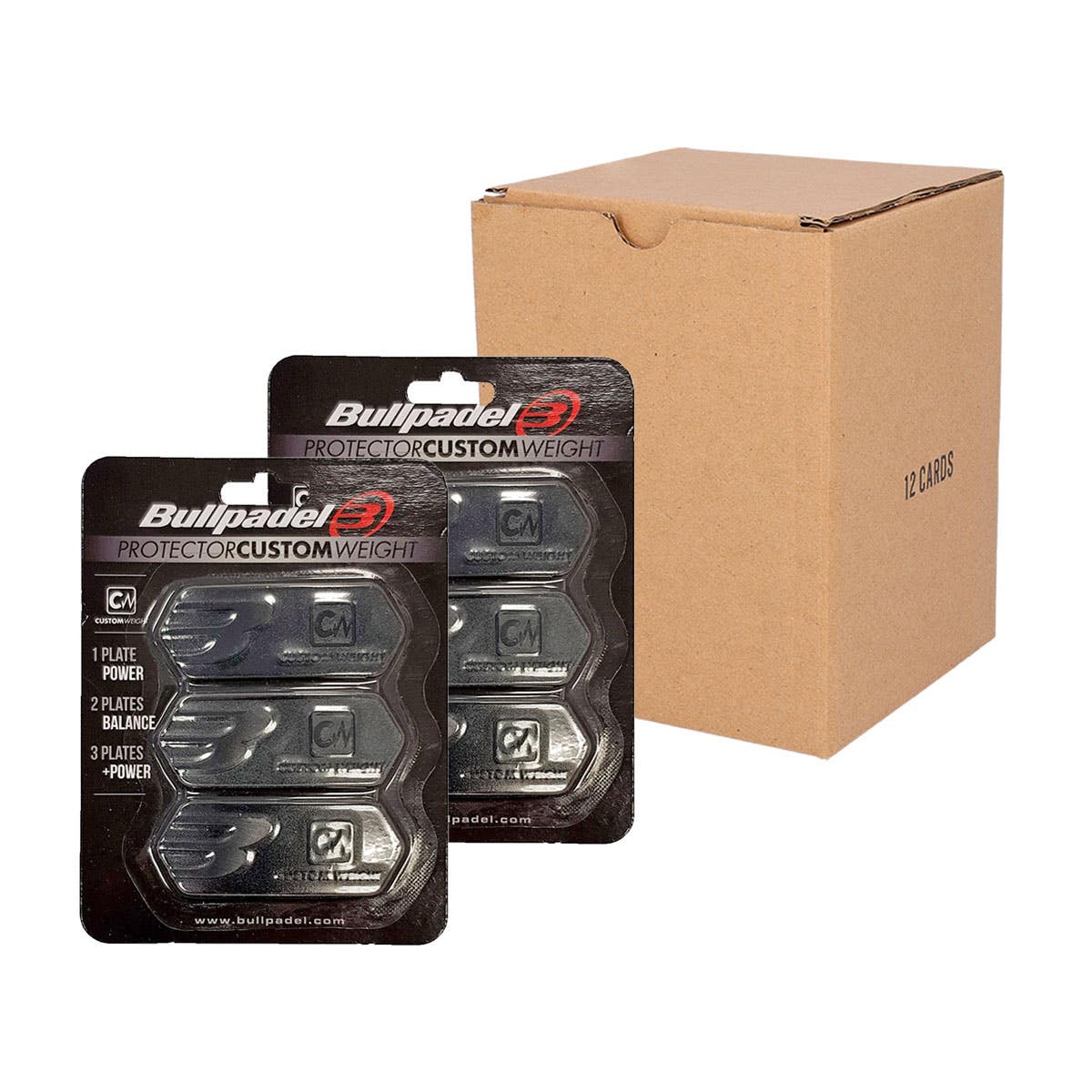 BOX 12 PCS - BLISTER (3 PCS) PROTECTOR BULLPADEL CUSTOM WEIGHT BLACK
