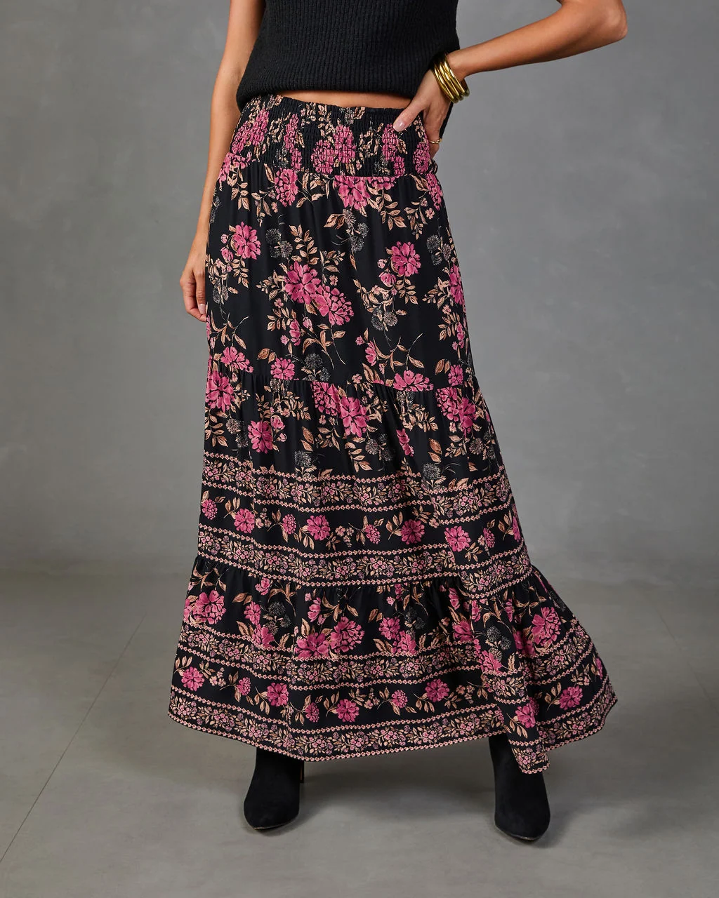 Autumn Moon Floral Maxi Skirt